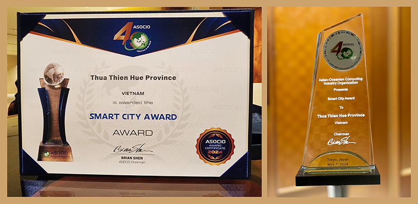Thừa Thiên Huế được vinh danh với giải thưởng Thành phố Thông minh tại ASOCIO DX Award 2024 Thừa Thiên Huế được vinh danh với giải thưởng Thành phố Thông minh tại ASOCIO DX Award 2024