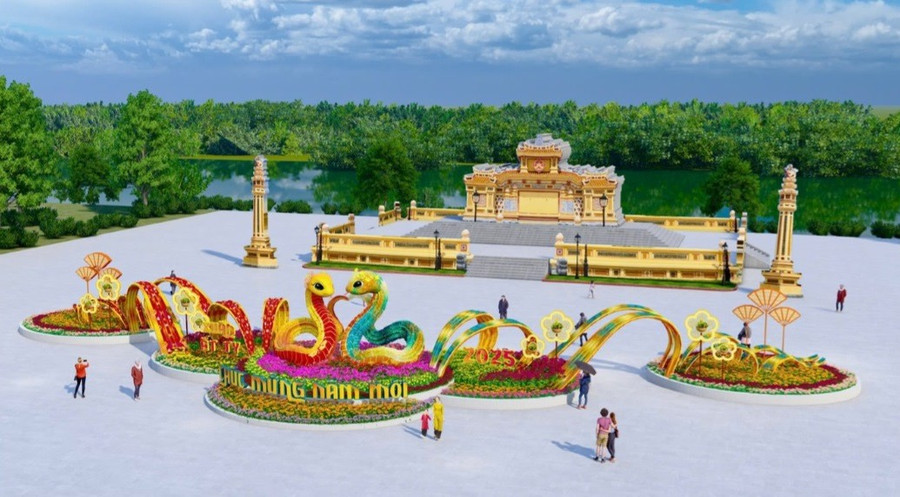 Khu vực quảng trường Bia Quốc Học sẽ đặt 1 cặp linh vật rắn. Khu vực quảng trường Bia Quốc Học sẽ đặt 1 cặp linh vật rắn.