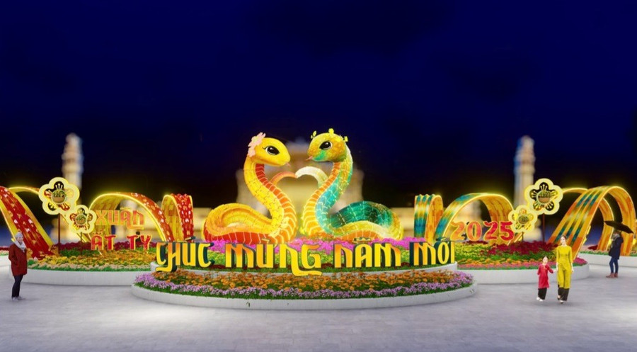 Mô hình phối cảnh cặp linh vật rắn Tết Nguyên đán Ất Tỵ 2025 tại Thành phố Huế. Mô hình phối cảnh cặp linh vật rắn Tết Nguyên đán Ất Tỵ 2025 tại Thành phố Huế.