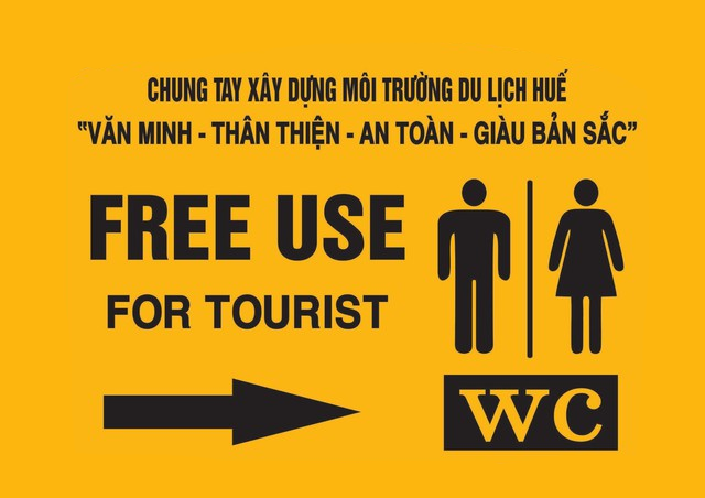 Free WC sign in Hue city