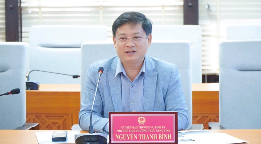 Phó Chủ tịch Thường trực UBND tỉnh Nguyễn Thanh Bình phát biểu tại cuộc họp 