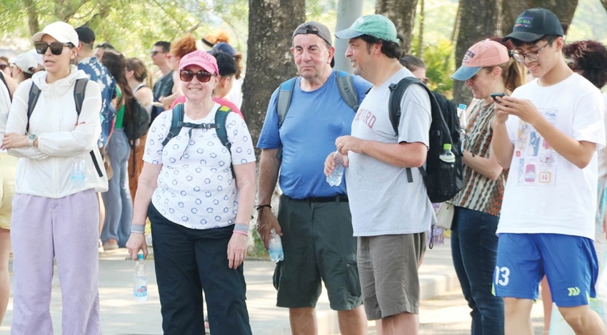 International tourists visiting Hue monuments