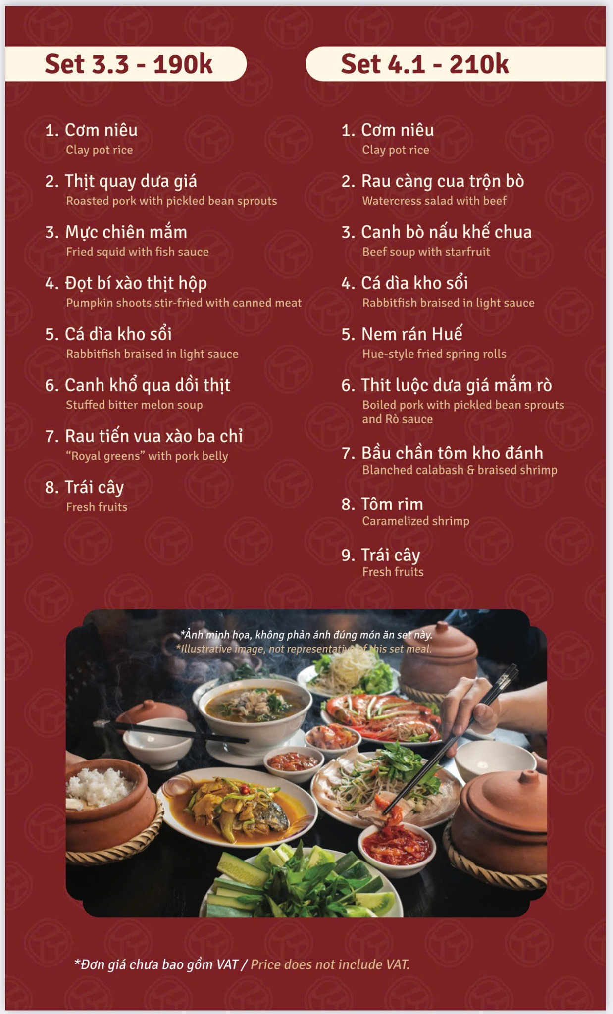 Menu Nhà hàng cơm niêu Thân Thiện - Huế