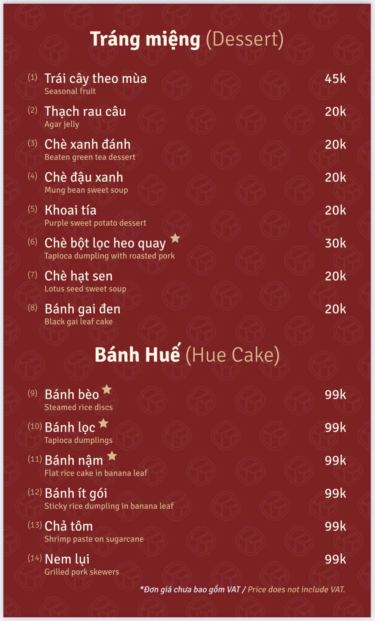 Menu Nhà hàng cơm niêu Thân Thiện - Huế