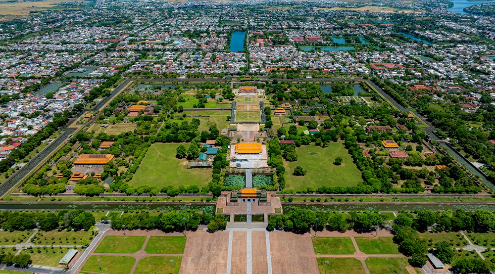 Không gian khu di sản Hoàng cung Huế nhìn từ trên cao. Ảnh: Đ.H