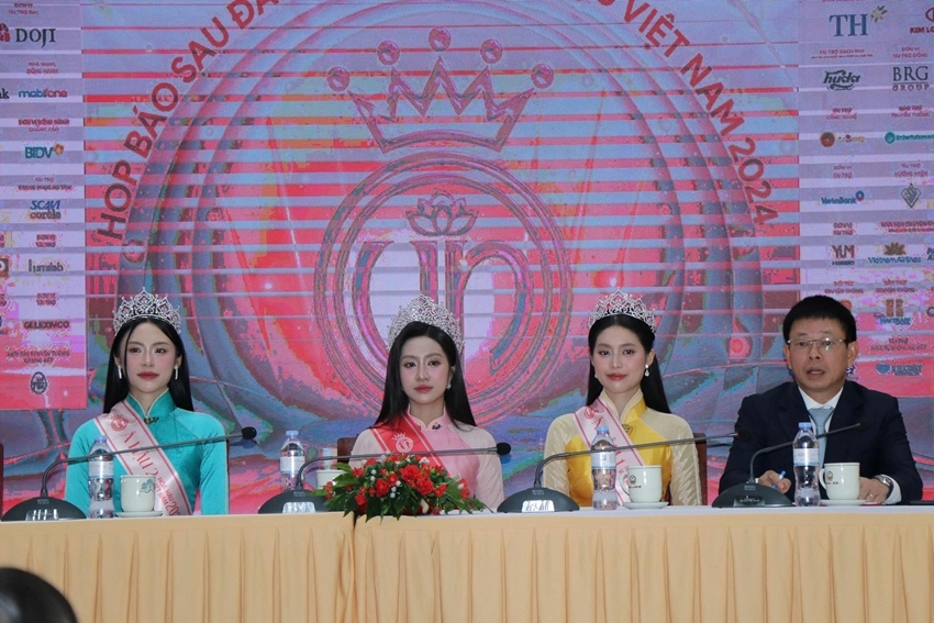  Top 3 Miss Vietnam 2024 and Editor-in-Chief of Tien Phong Newspaper - Journalist Phung Cong Suong answered questions at the press conference