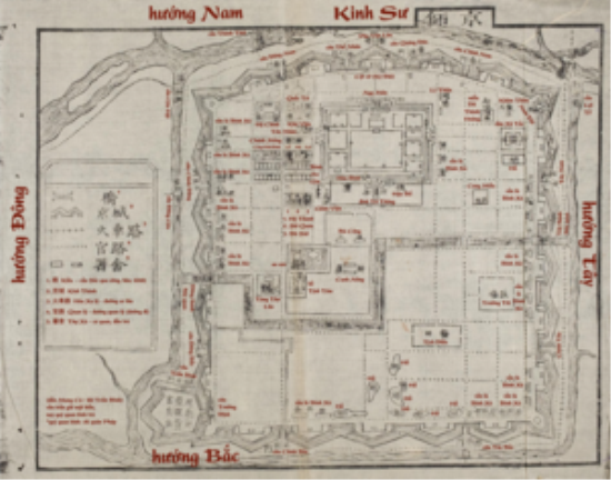 Họa đồ việt hóa Kinh thành Huế trong Đại Nam nhất thống chí. Nguồn st.