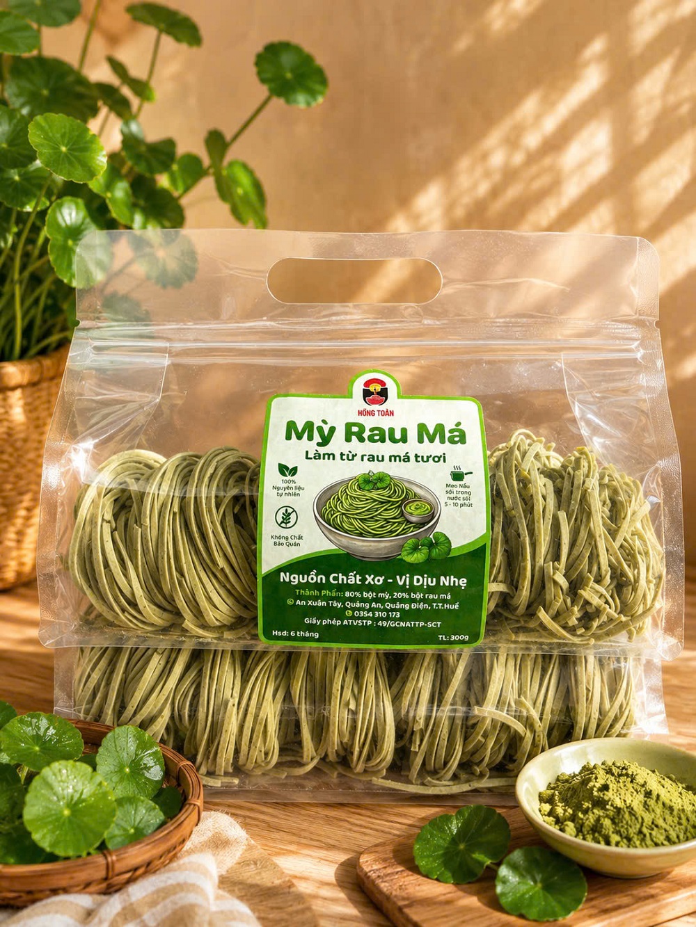 Mỳ rau má - Bánh canh khô Huế Hồng Toàn
