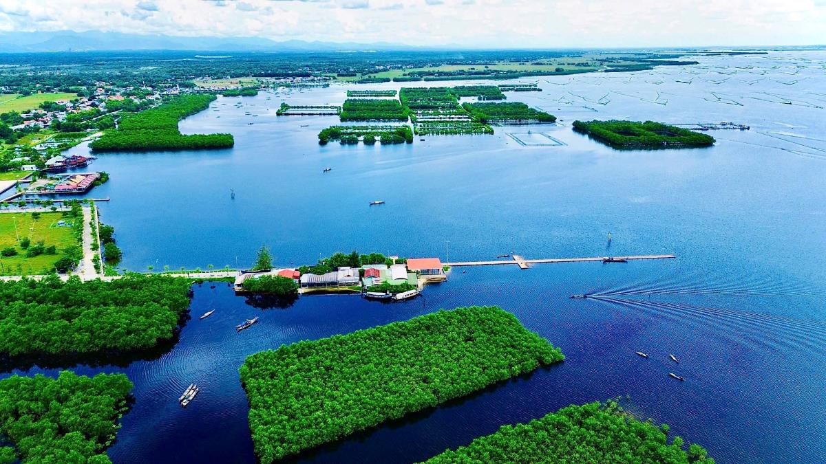 Phá Tam Giang nhìn từ trên cao như một bức tranh tuyệt đẹp.