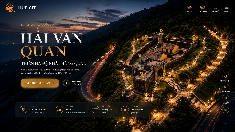 <a href="https://vr360.huecit.vn/chanmaylangco/haivanquan/index.html">Trải nghiệm số hóa không gian Hải Vân Quan bằng công nghệ VR360 do HueCIT triển khai. </a>