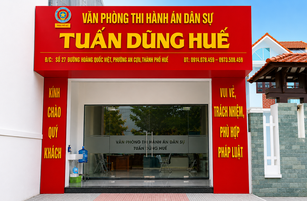Văn phòng Thi hành án dân sự Tuấn Dũng Huế có trụ sở tại 27 đường Hoàng Quốc Việt, phường An Cựu, thành phố Huế